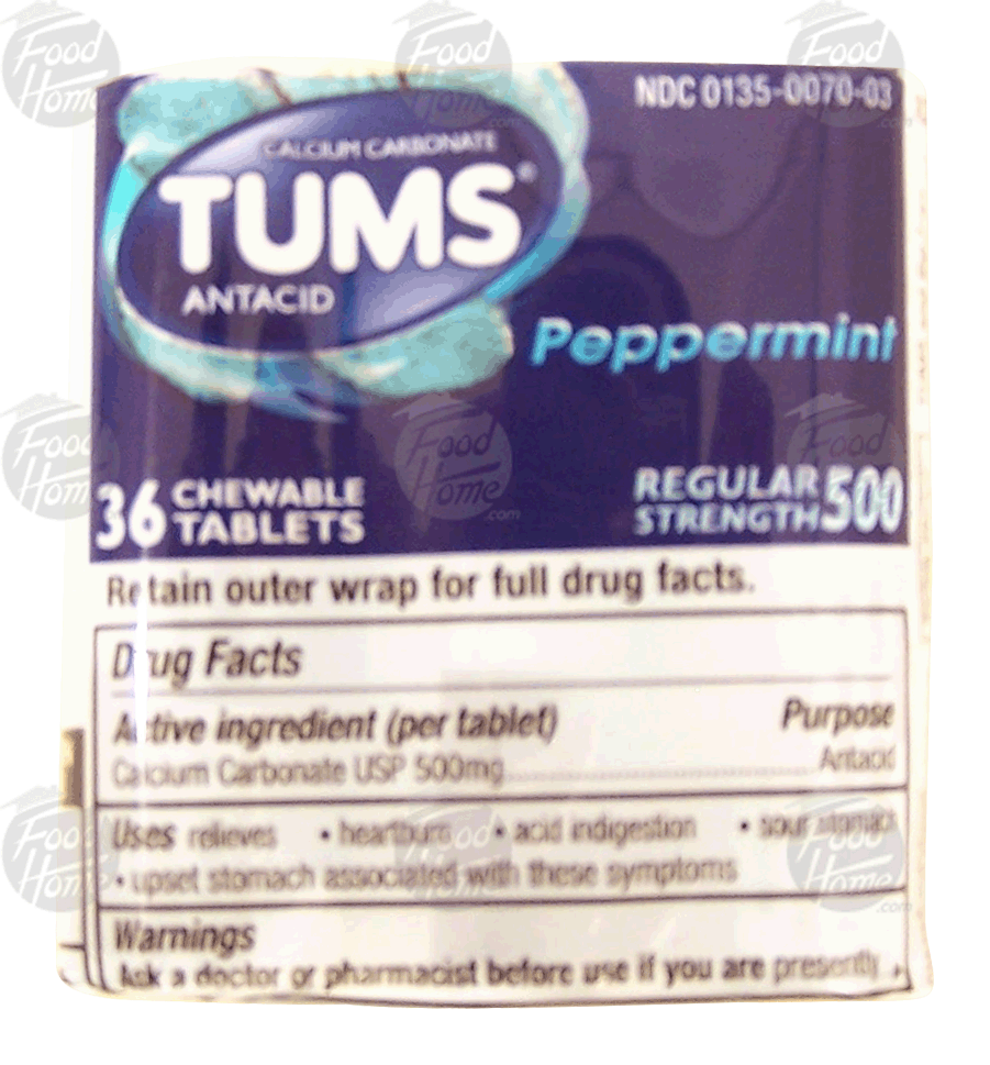 Tums  regular strength antacid, chewable tablets, peppermint Full-Size Picture